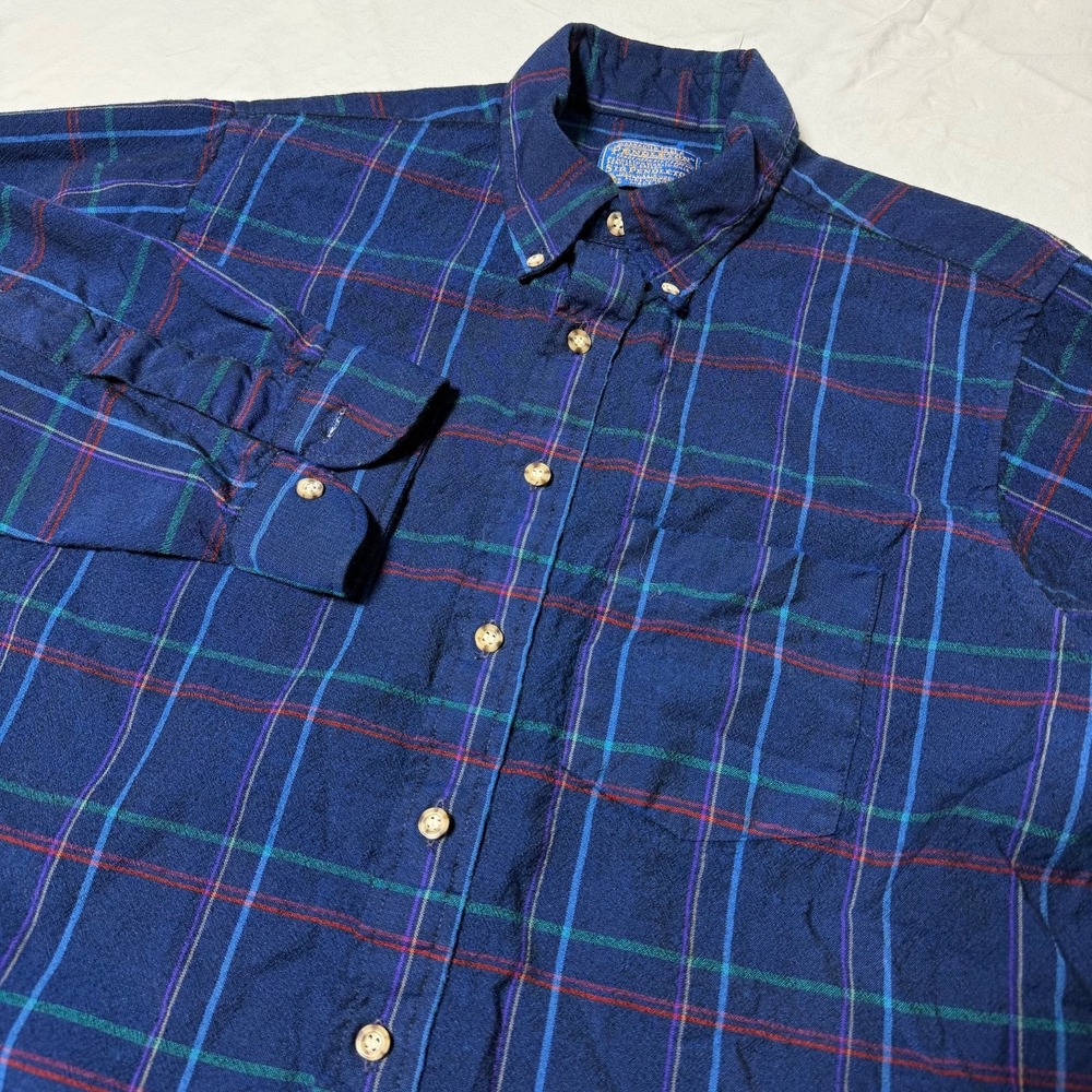 Vintage Sir Pendleton Classic Blue Windowpane Men's Large Virgin Wool USA Made